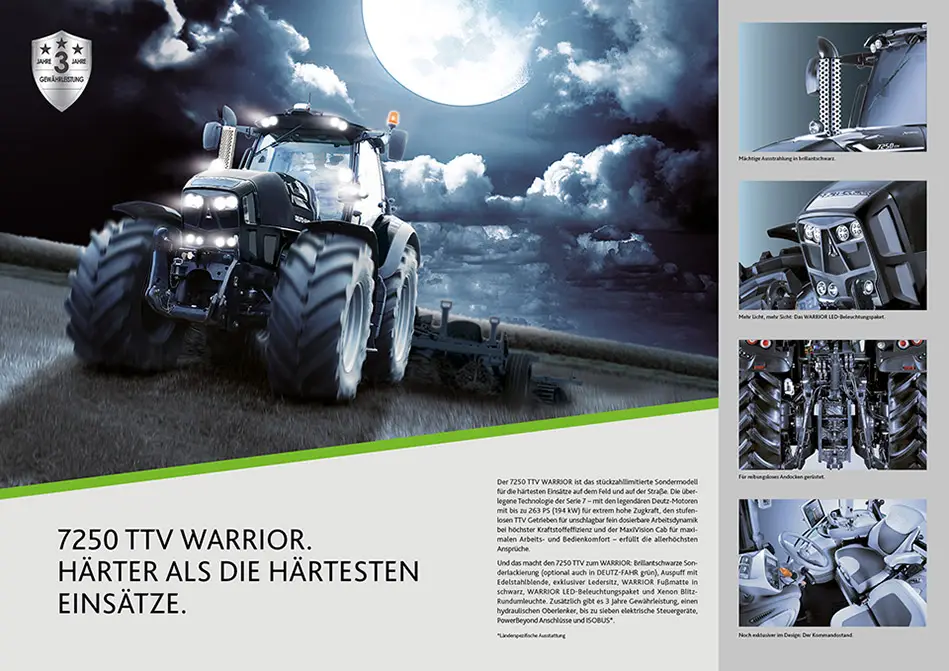 c.i.a.green, Deutz-Fahr, Warrior, Traktoren, Limited Edition, Mond, Broschüre