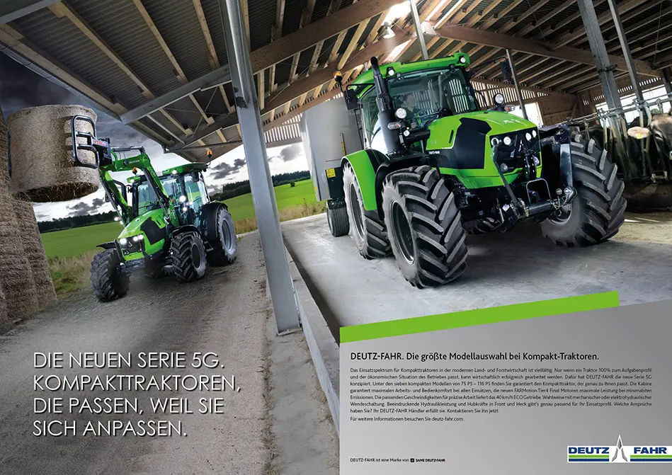 c.i.a.green, Deutz-Fahr, Serie 5G Traktor, Anzeige Hofeinsatz