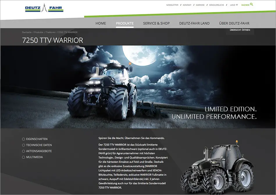 c.i.a.green, Deutz-Fahr, Warrior, Traktoren, Limited Edition, Website, Mond