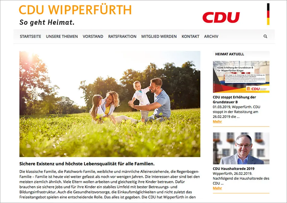 c.i.a.green, CDU Wipperfürth, Website Thema Familie
