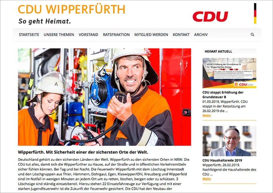 c.i.a.green, CDU Wipperfürth, Website Thema Sicherheit