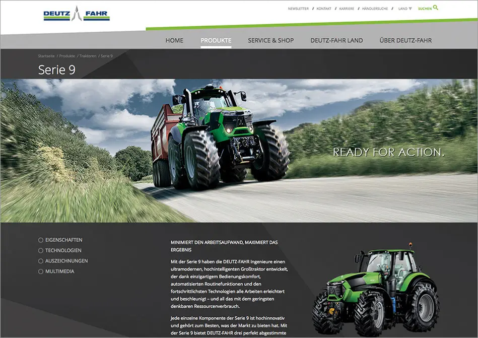c.i.a.green, Deutz-Fahr, Großtraktoren, Serie 9, Traktor, Website