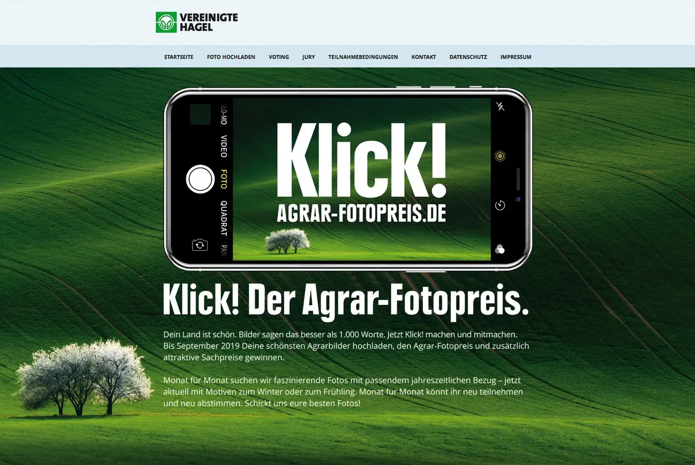 c.i.a.green, Vereinigte Hagel Versicherung, Klick, Fotowettbewerb, Website