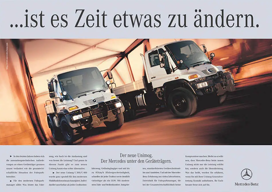 c.i.a.green, Mercedes Benz, Unimog, Geräteträger, Anzeige Generationswechsel